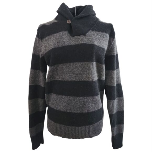 J.Crew 100% lambswool shawl neck striped sweater Small Cozy Quiet Luxury School - Picture 1 of 9
